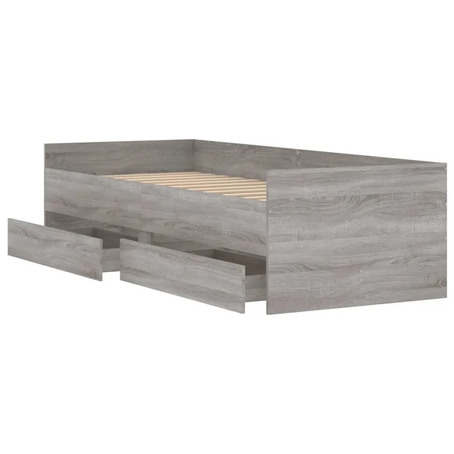 Cadre de lit avec tiroirs sans matelas sonoma gris 90x200 cm - 5