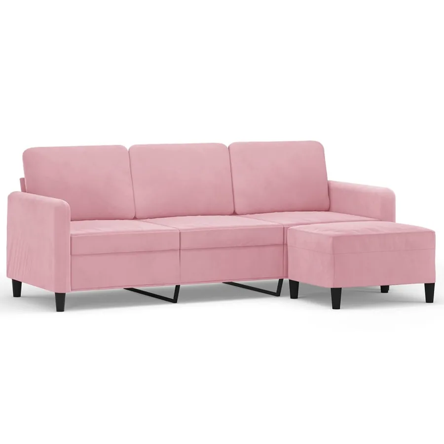 Canapé à 3 places avec repose-pieds Rose 180 cm Velours - 2
