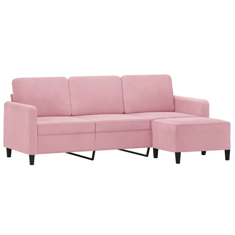 Canapé à 3 places avec repose-pieds Rose 180 cm Velours - 3