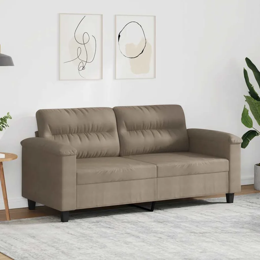 Canapé à 2 places Taupe 140 cm Tissu microfibre