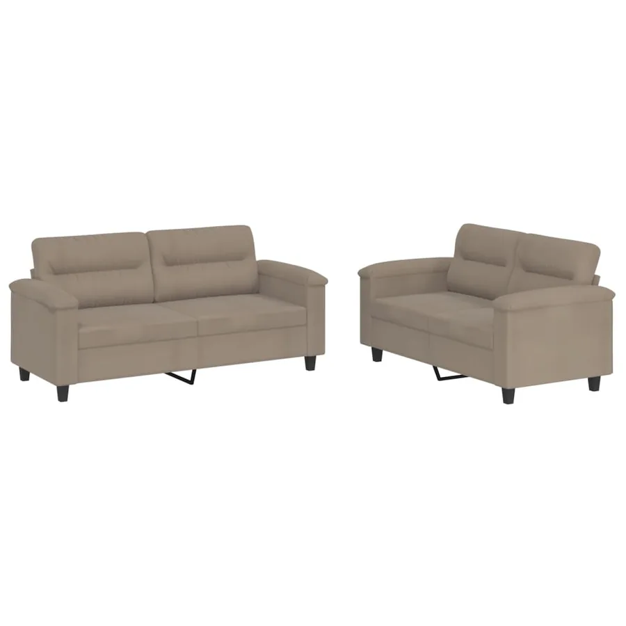 Ensemble de canapés 2 pcs avec coussins taupe tissu microfibre - 2