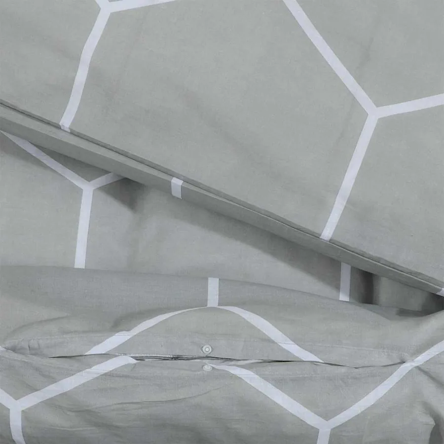 Ensemble de housse de couette Gris 225x220 cm Coton - 4