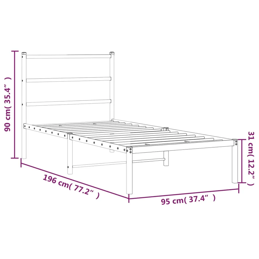 Cadre de lit métal sans matelas avec tête de lit noir 90x190 cm - 10