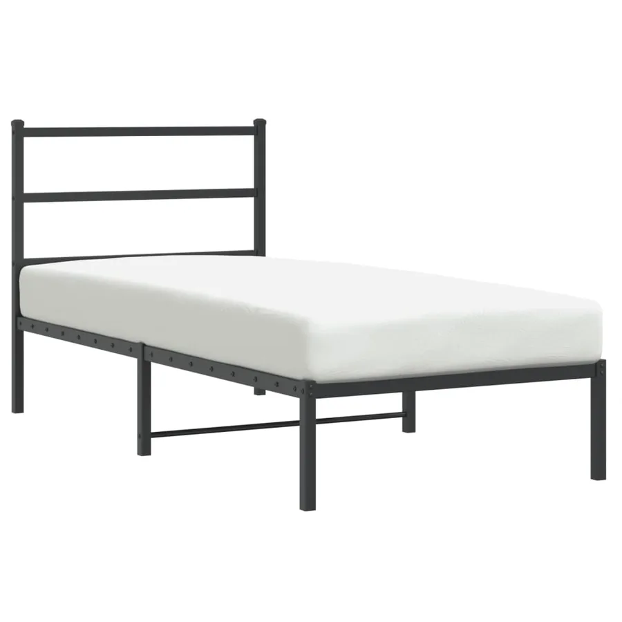 Cadre de lit métal sans matelas avec tête de lit noir 90x190 cm - 2