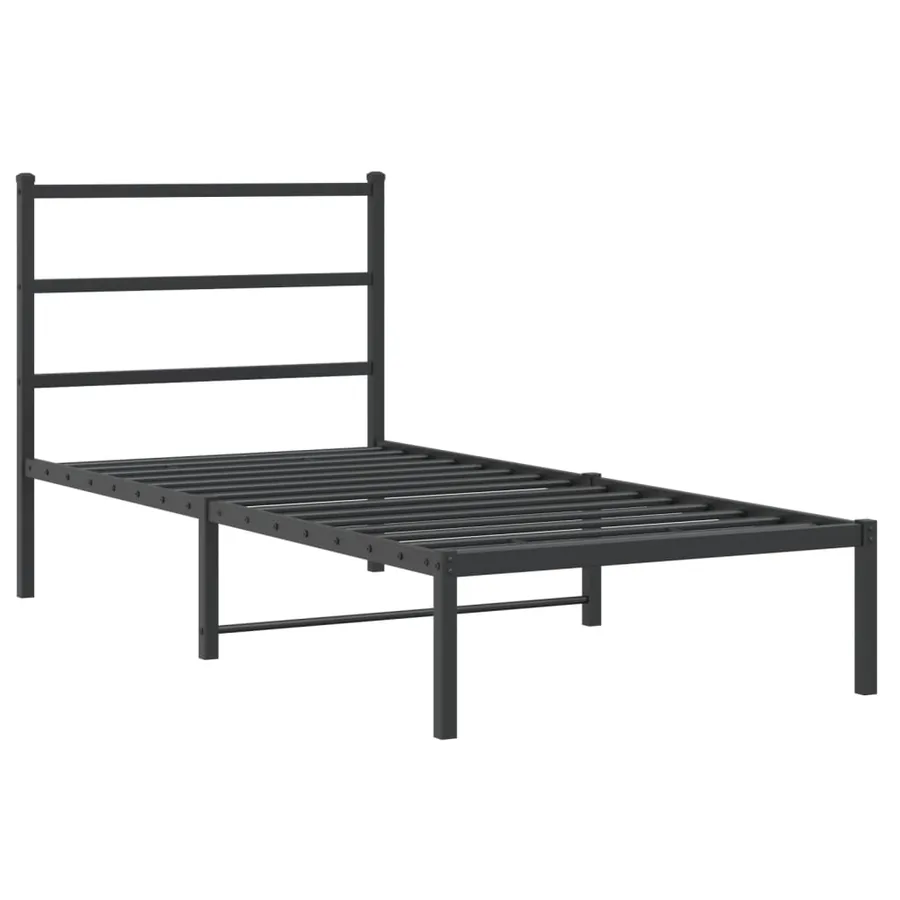 Cadre de lit métal sans matelas avec tête de lit noir 90x190 cm - 3
