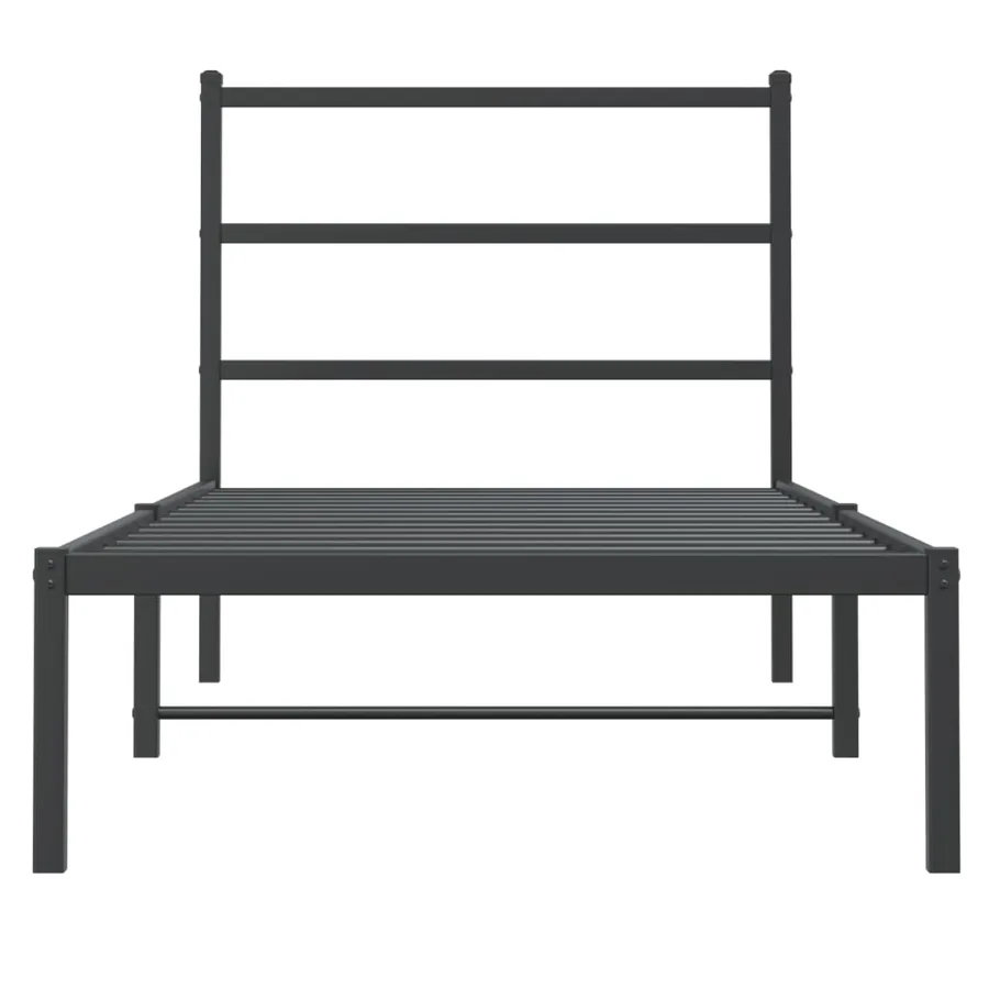 Cadre de lit métal sans matelas avec tête de lit noir 90x190 cm - 5