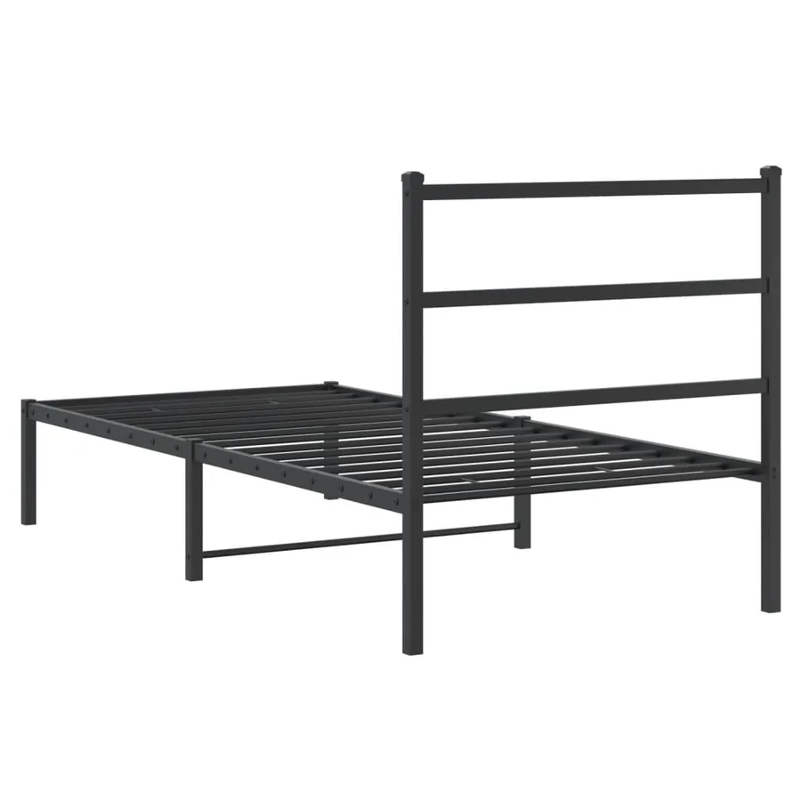 Cadre de lit métal sans matelas avec tête de lit noir 90x190 cm - 7