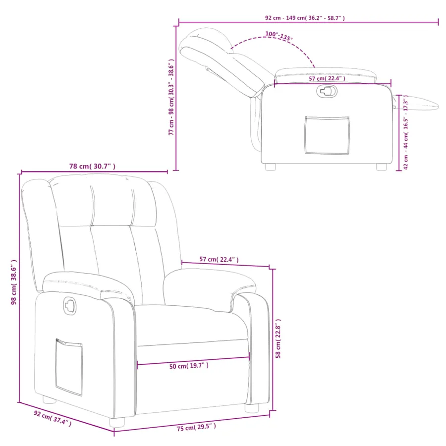 Fauteuil inclinable Rouge bordeaux Tissu - 11
