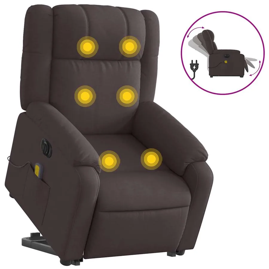 Fauteuil inclinable de massage électrique Marron foncé Tissu - 2