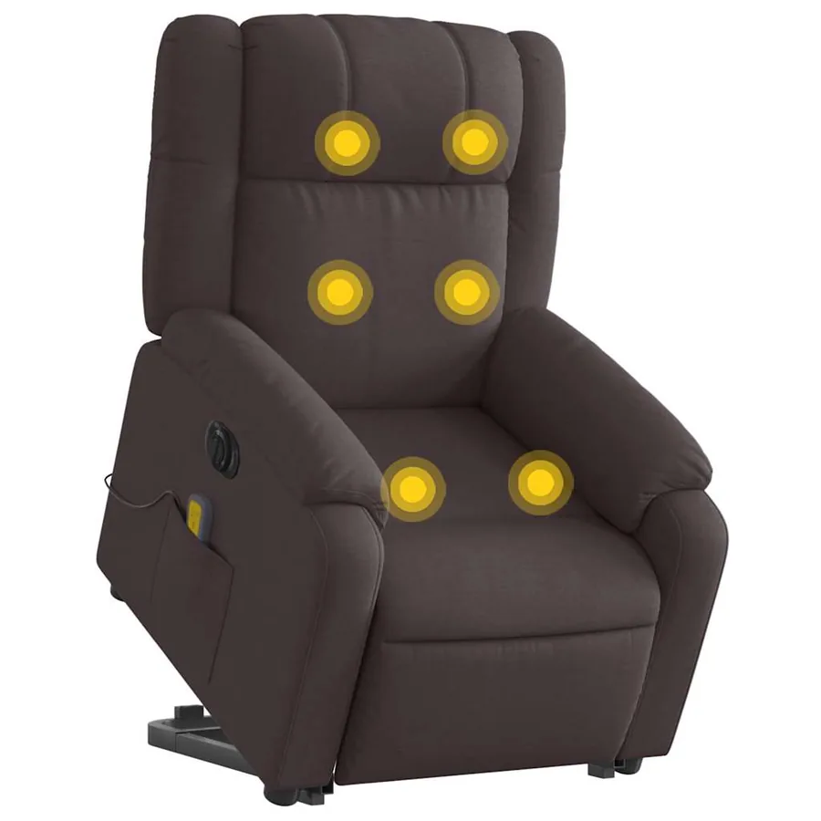 Fauteuil inclinable de massage électrique Marron foncé Tissu - 3