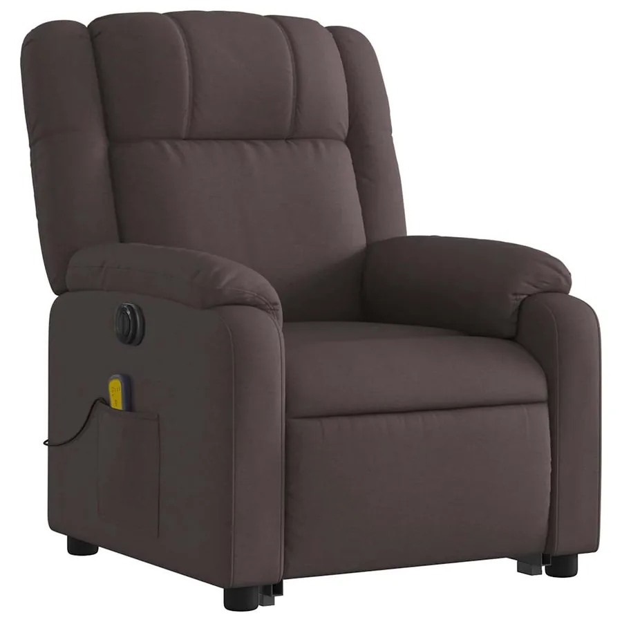 Fauteuil inclinable de massage électrique Marron foncé Tissu - 4