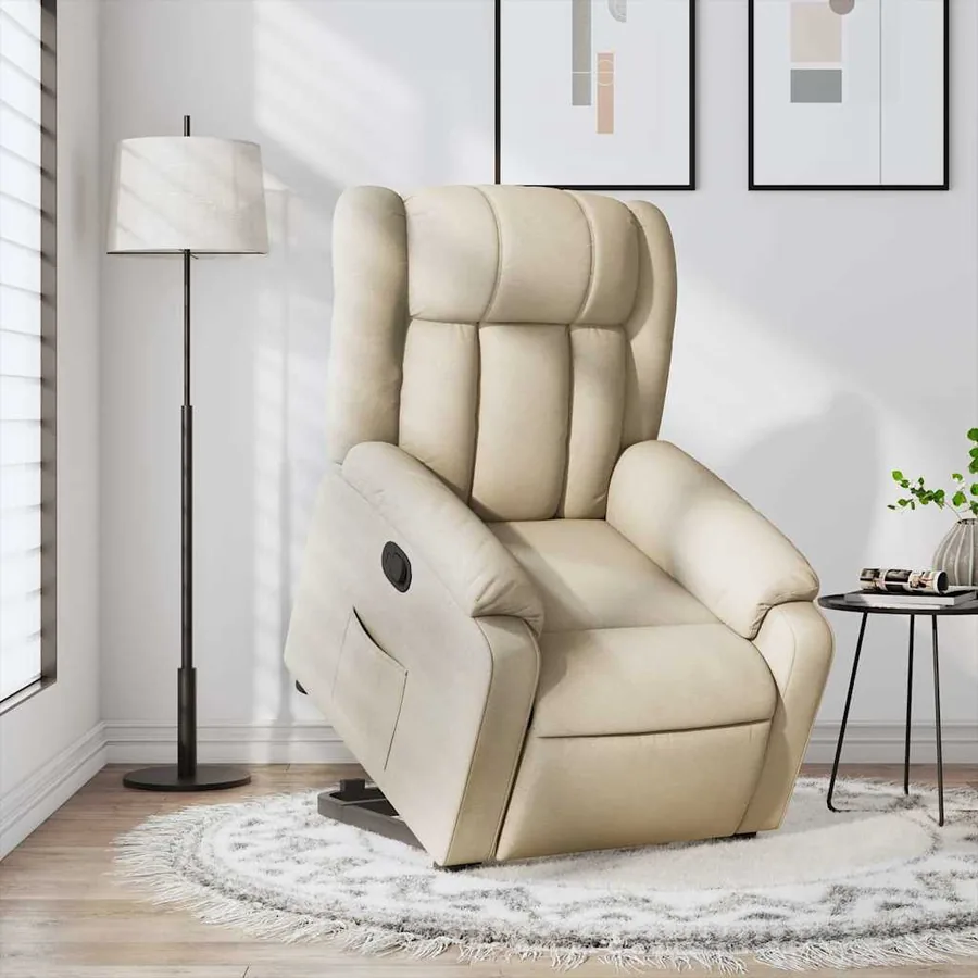 Fauteuil inclinable Crème Tissu - 15