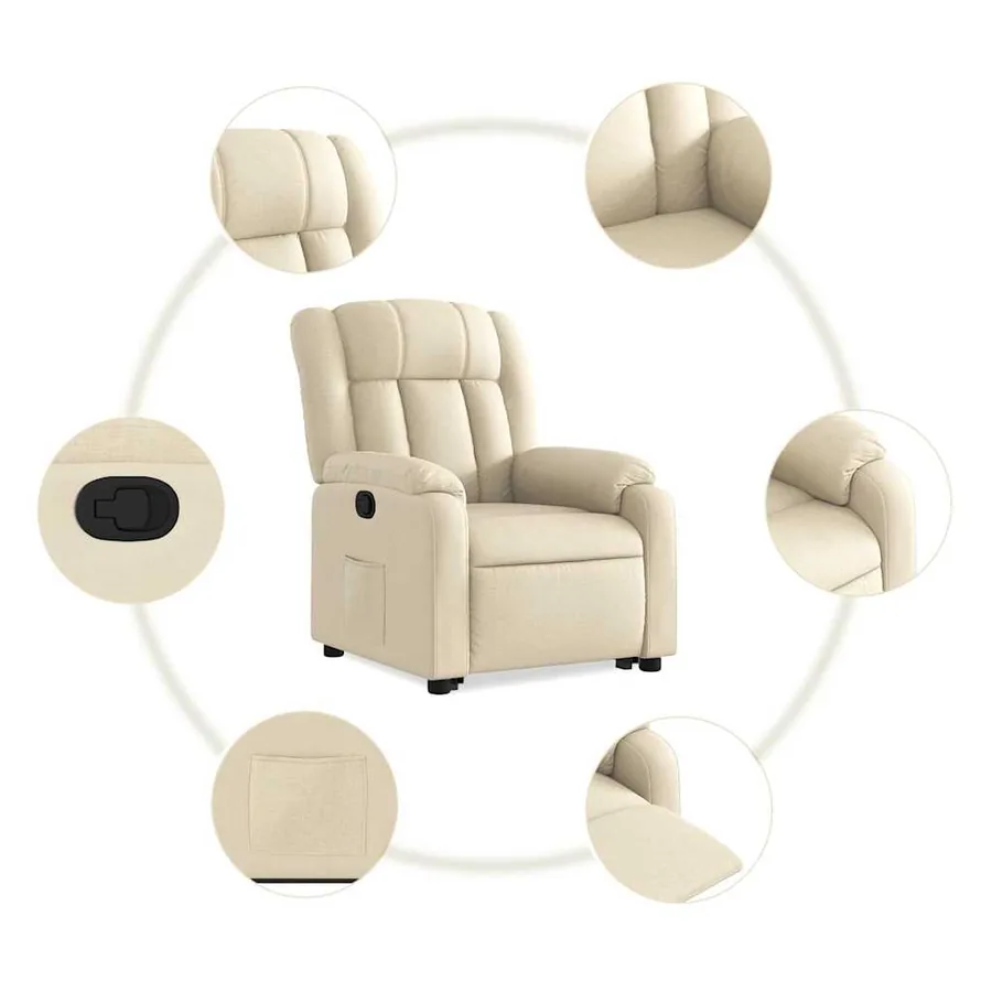 Fauteuil inclinable Crème Tissu - 8