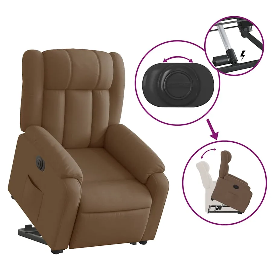 Fauteuil inclinable électrique marron tissu - 11