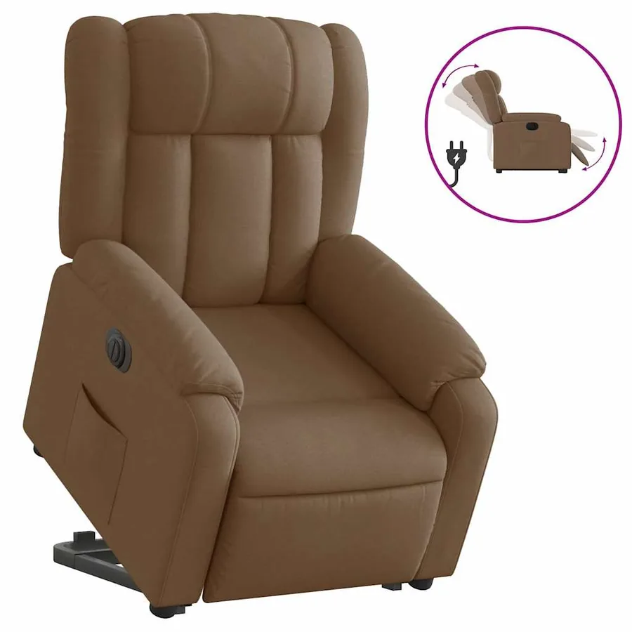 Fauteuil inclinable électrique marron tissu - 2