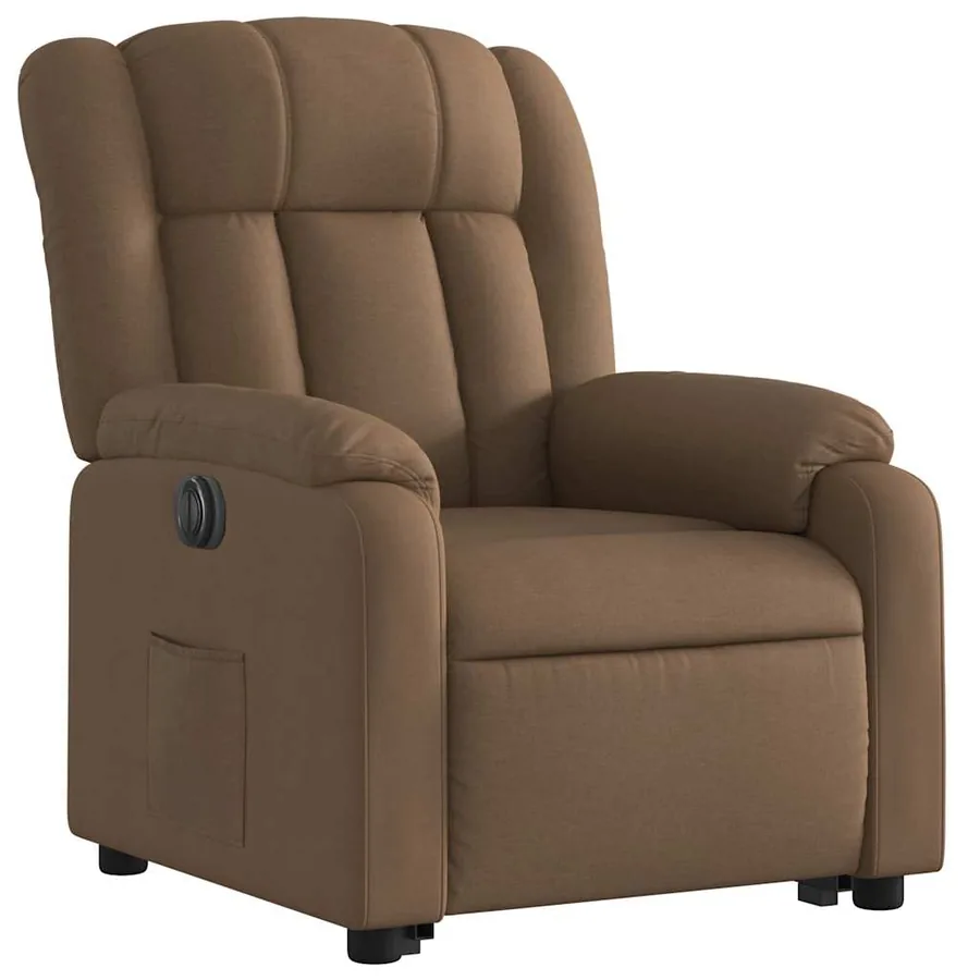 Fauteuil inclinable électrique marron tissu - 4