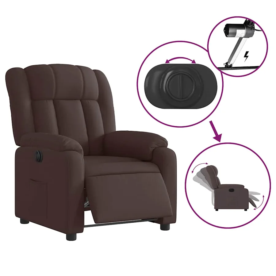 Fauteuil inclinable électrique Marron foncé Tissu - 6