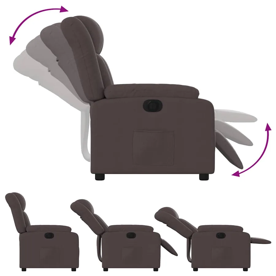 Fauteuil inclinable électrique Marron foncé Tissu - 7