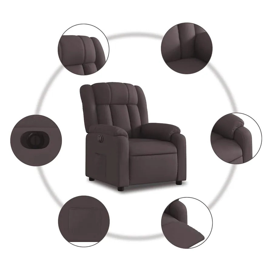 Fauteuil inclinable électrique Marron foncé Tissu - 8