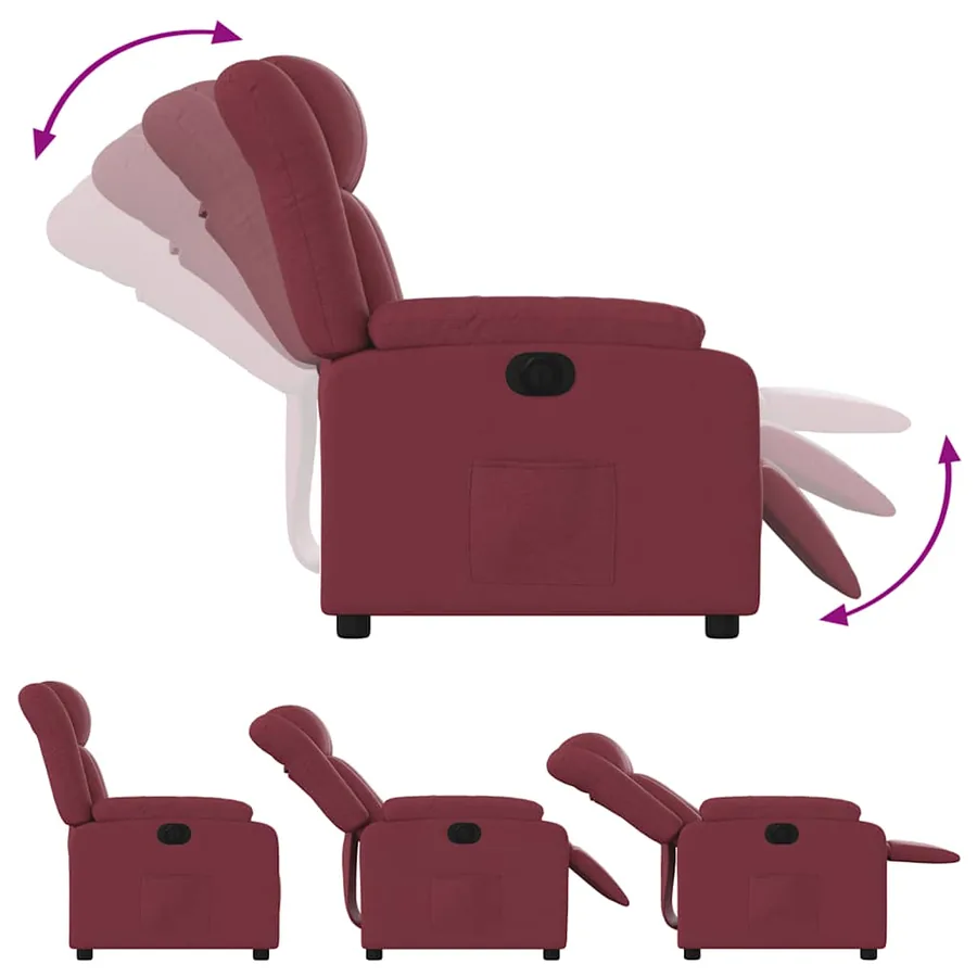 Fauteuil inclinable électrique Rouge bordeaux Tissu - 7