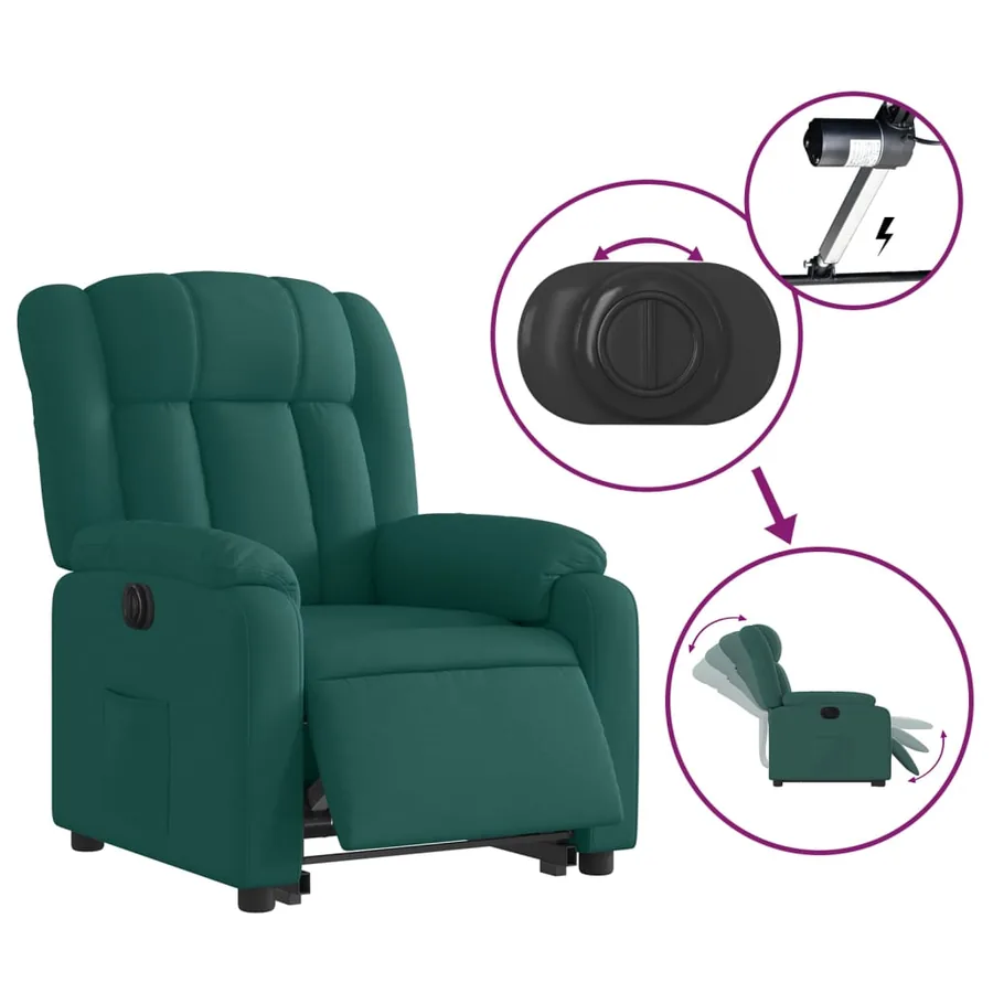 Fauteuil inclinable électrique vert foncé tissu - 5