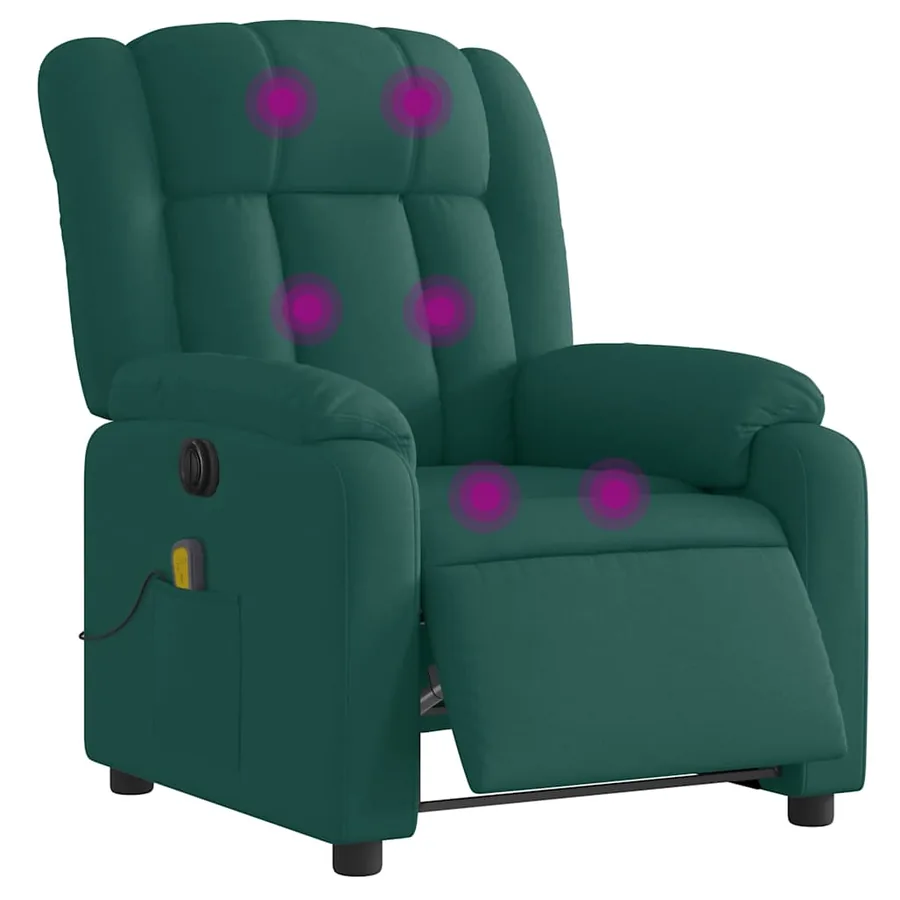 Fauteuil de massage inclinable électrique Vert foncé Tissu - 3