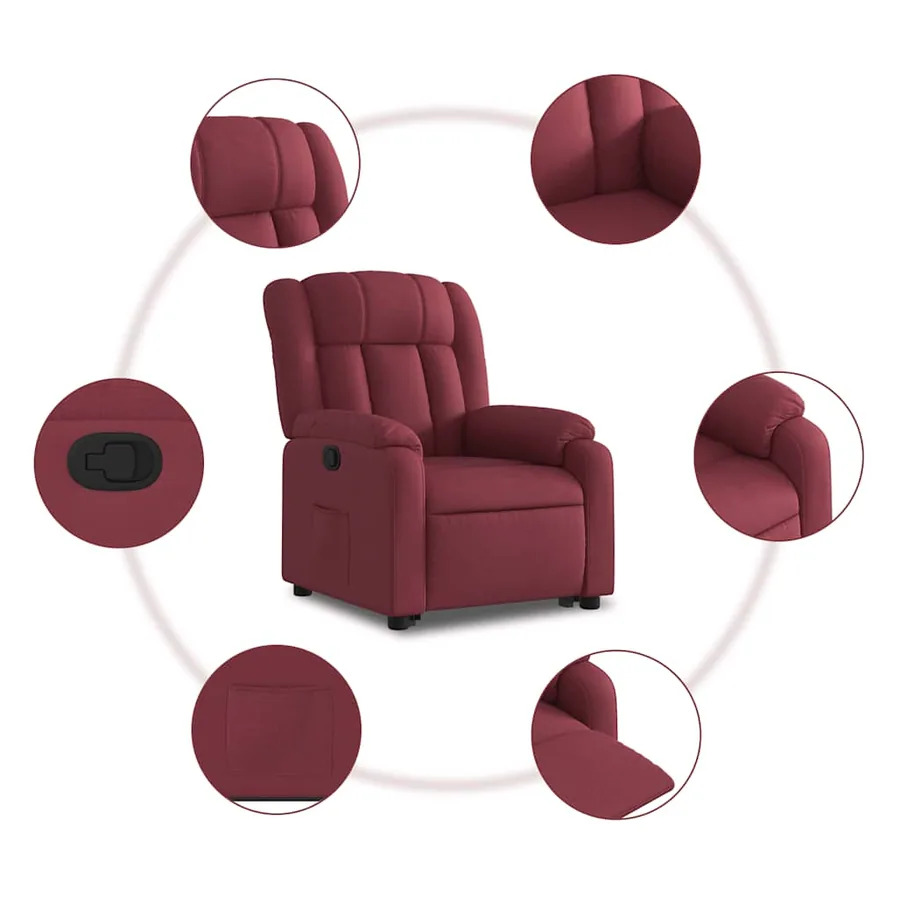 Fauteuil inclinable rouge bordeaux tissu - 8