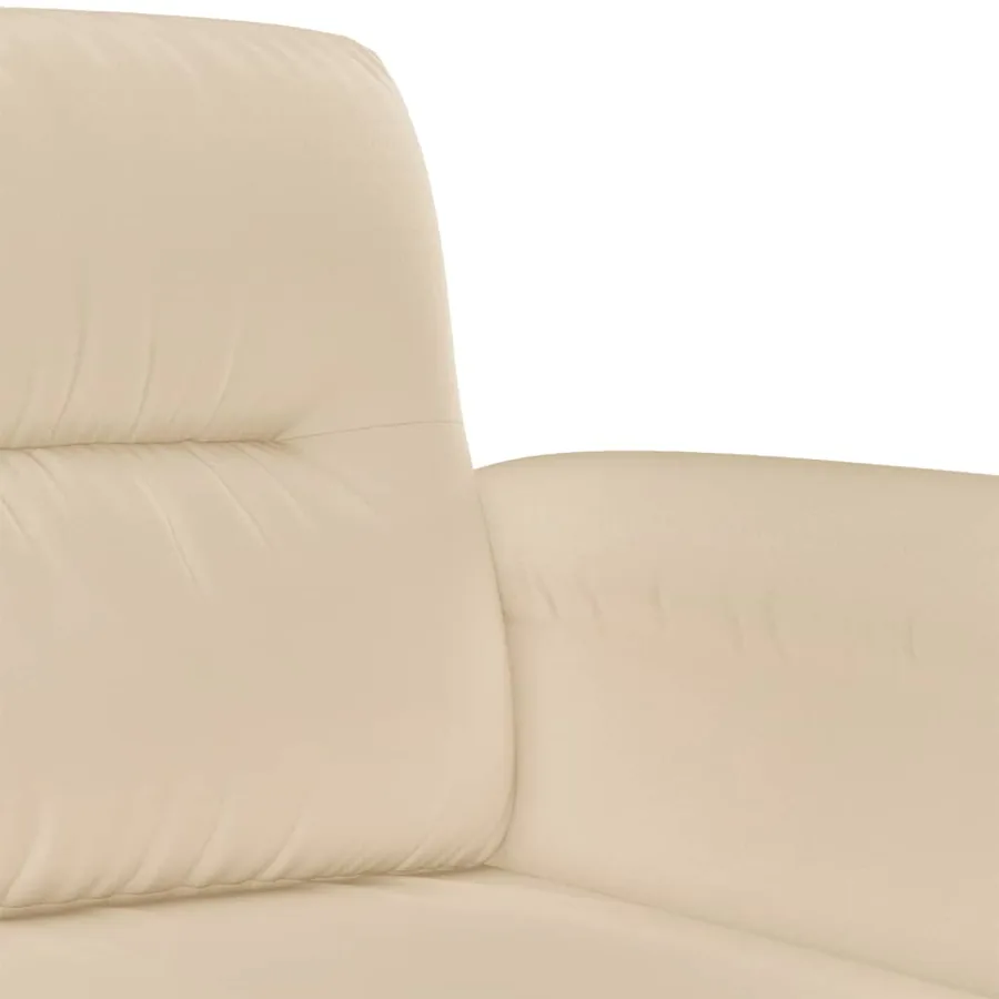 Ensemble de canapés 2 pcs avec coussins crème tissu microfibre - 5