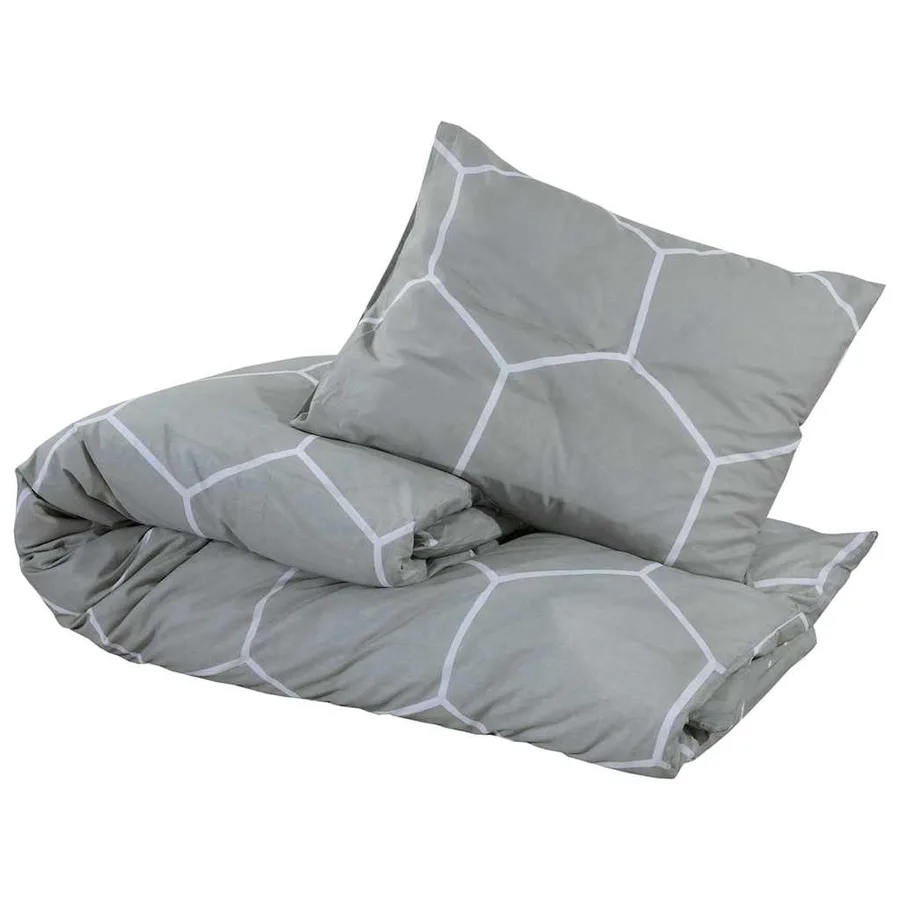 Ensemble de housse de couette Gris 155x220 cm Coton - 3