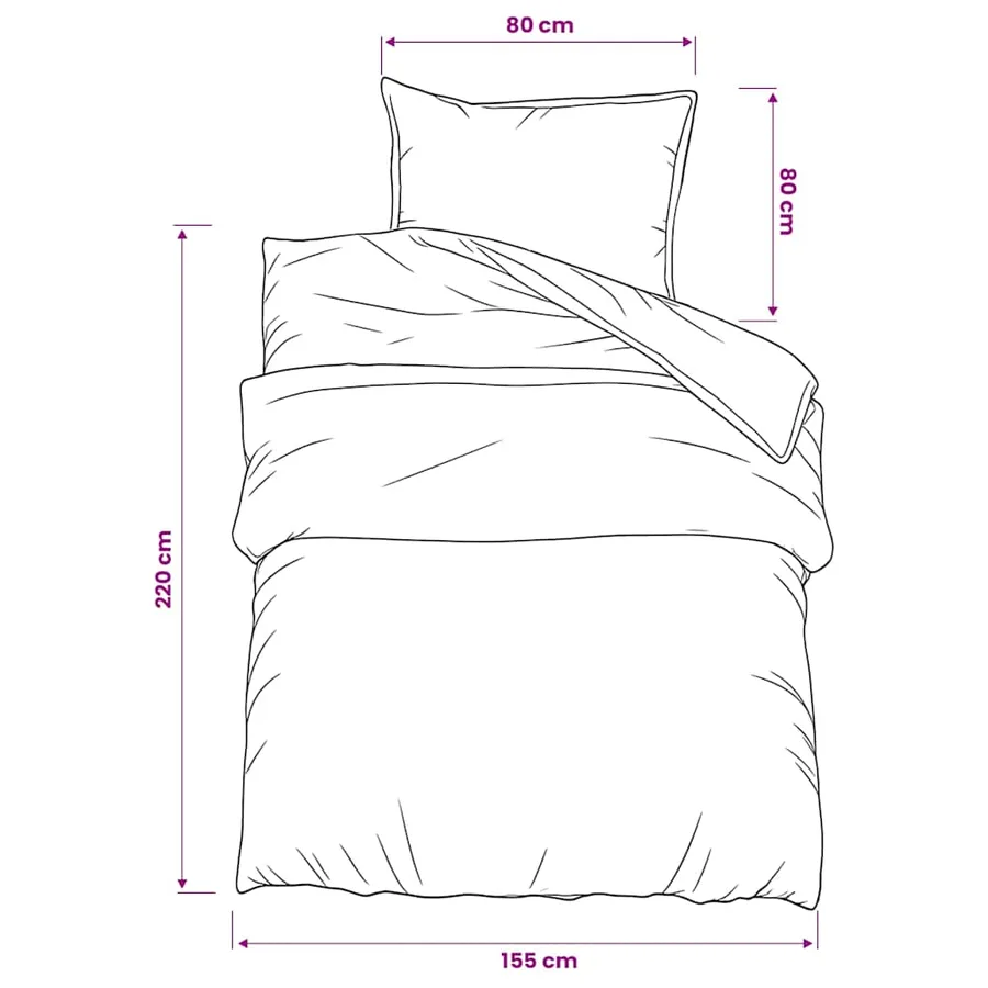 Ensemble de housse de couette Gris 155x220 cm Coton - 6