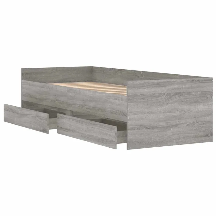 Cadre de lit avec tiroirs sans matelas sonoma gris 100x200 cm - 5