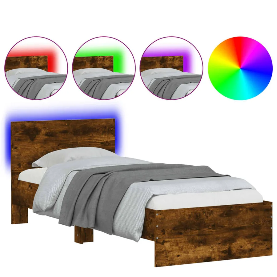 Cadre de lit sans matelas avec lumières LED 90x200 cm - 2