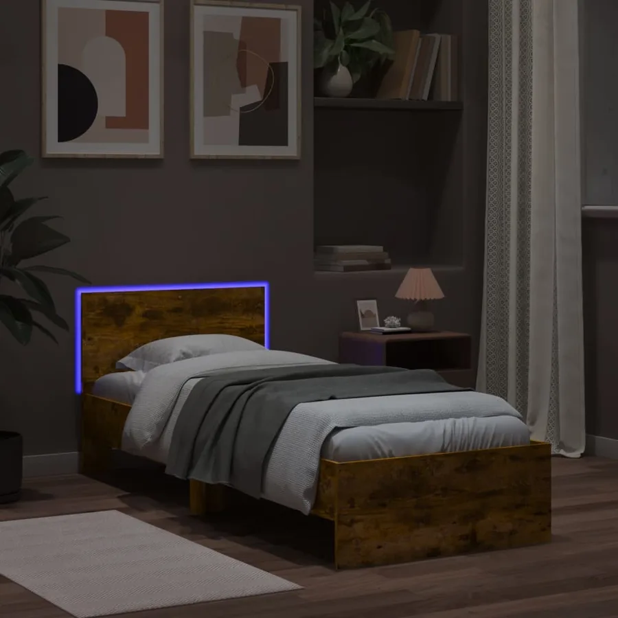 Cadre de lit sans matelas avec lumières LED 90x200 cm - 4