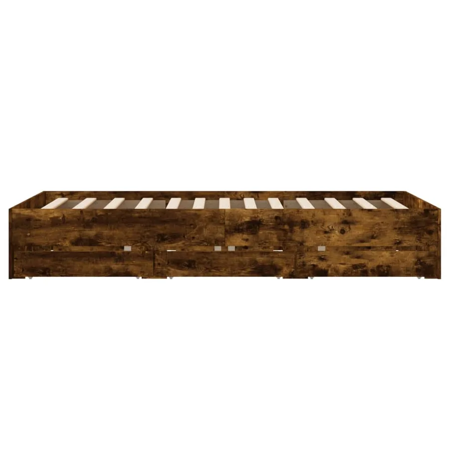 Cadre de lit avec tiroirs sans matelas chêne fumé 120x200 cm - 7
