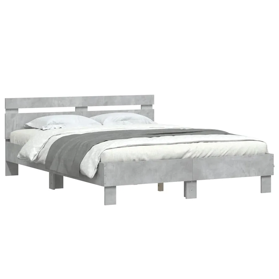 Cadre de lit avec LED sans matelas gris béton 150x200 cm - 3
