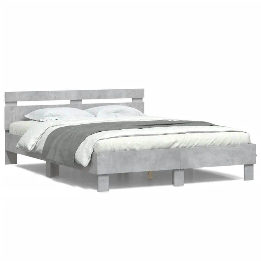 Cadre de lit avec LED sans matelas gris béton 150x200 cm - 5
