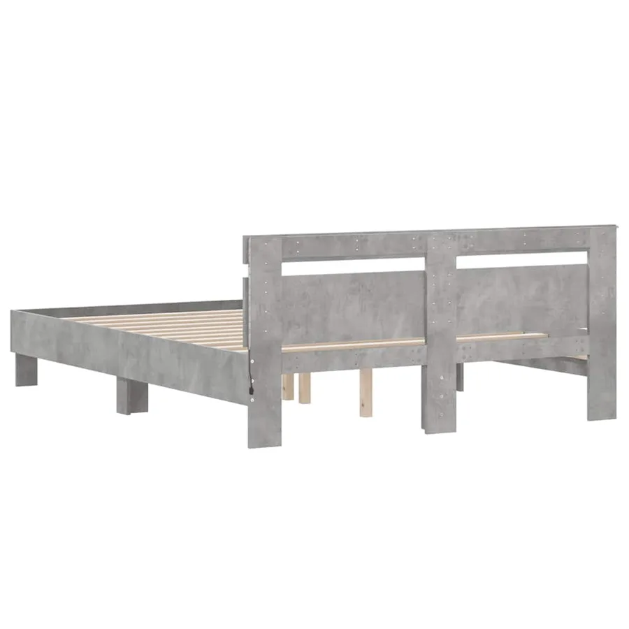 Cadre de lit avec LED sans matelas gris béton 150x200 cm - 9