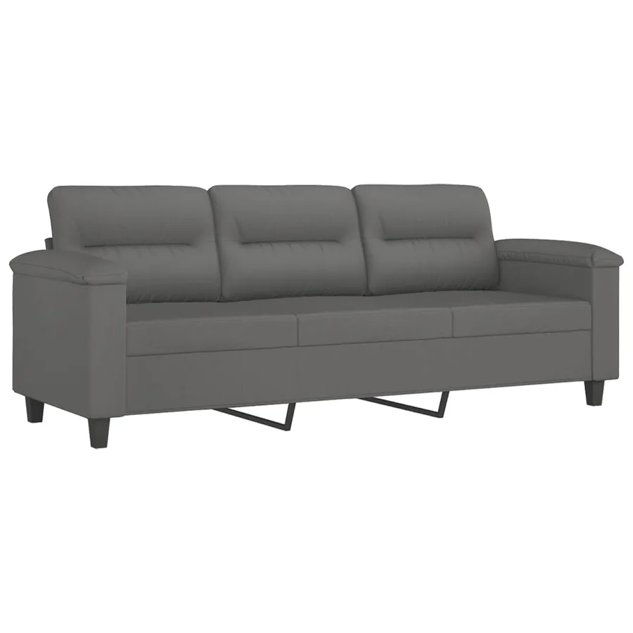 Ensemble de canapés 4 pcs coussins gris foncé tissu microfibre - 5