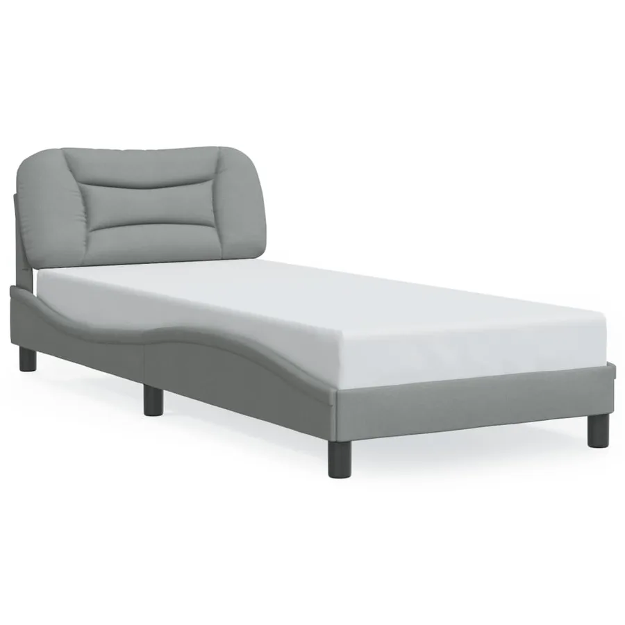 Cadre de lit avec LED sans matelas Hvar gris clair 80x200 cm tissu - 2