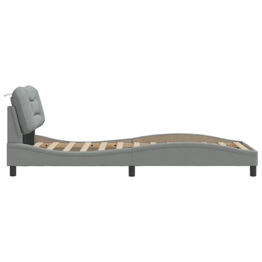 Cadre de lit avec LED sans matelas Hvar gris clair 80x200 cm tissu - 8