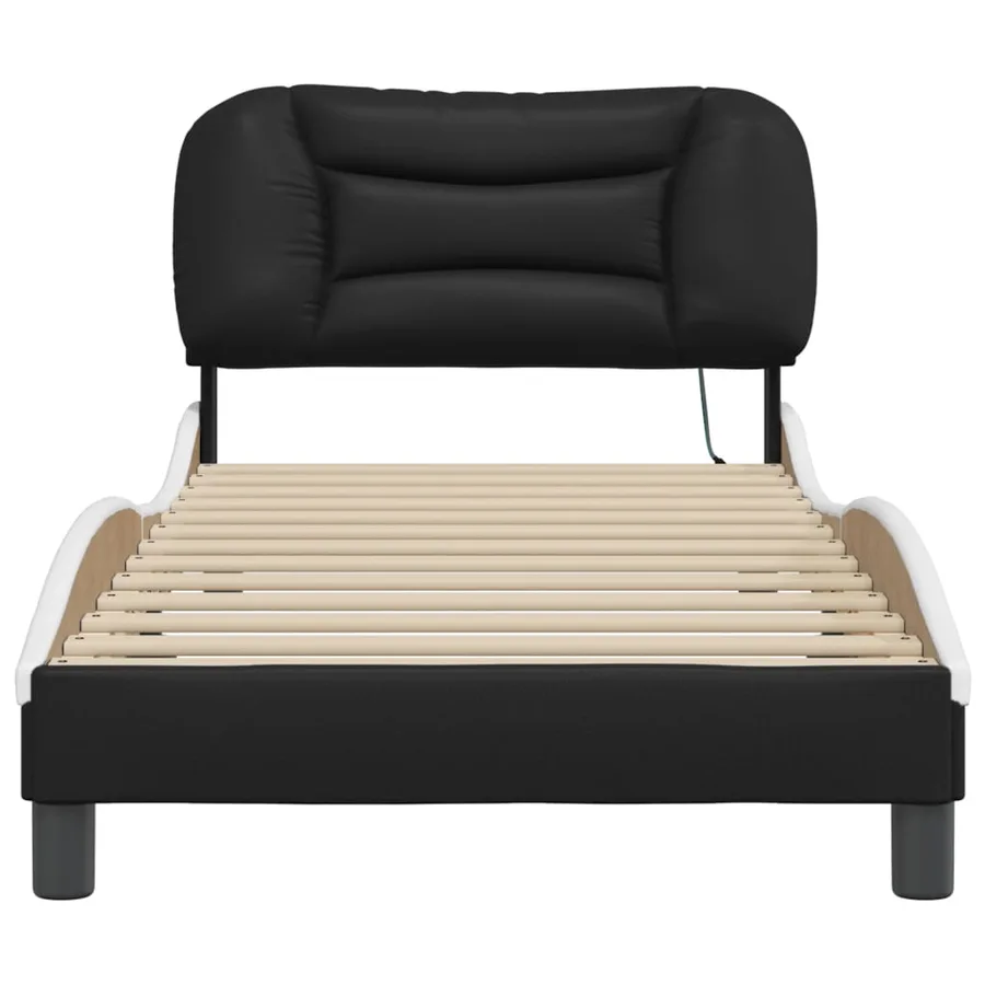 Cadre de lit avec LED sans matelas Hvar noir et blanc 90x200 cm - 6