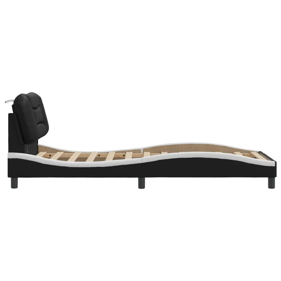 Cadre de lit avec LED sans matelas Hvar noir et blanc 90x200 cm - 8