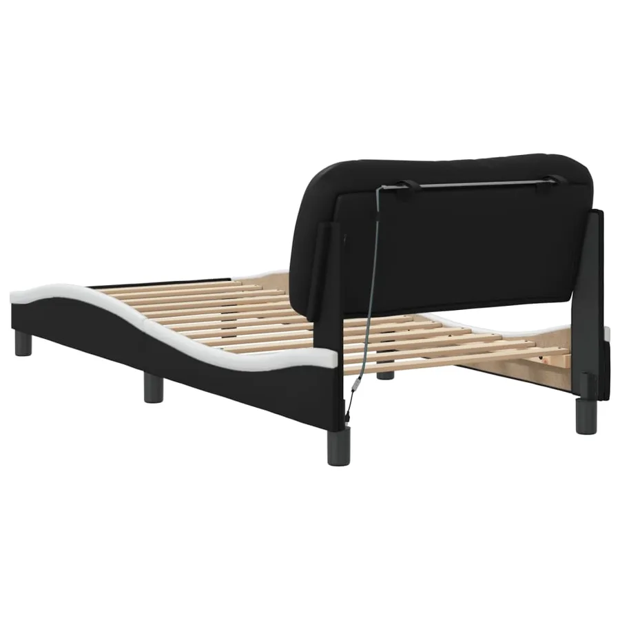 Cadre de lit avec LED sans matelas Hvar noir et blanc 90x200 cm - 9