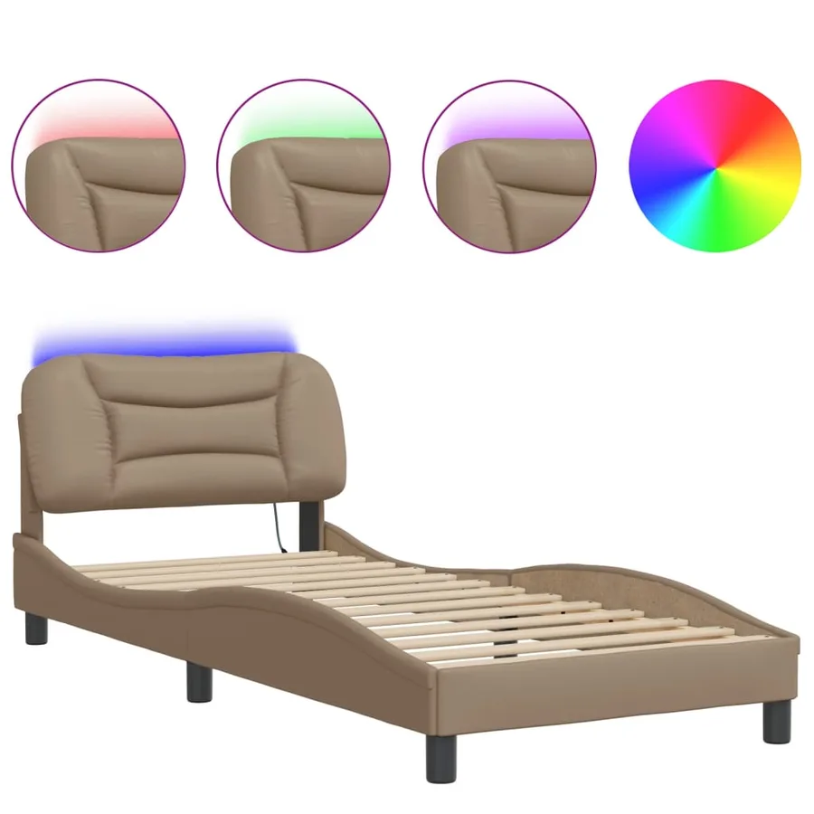 Cadre de lit avec LED sans matelas Hvar cappuccino 80x200 cm - 2