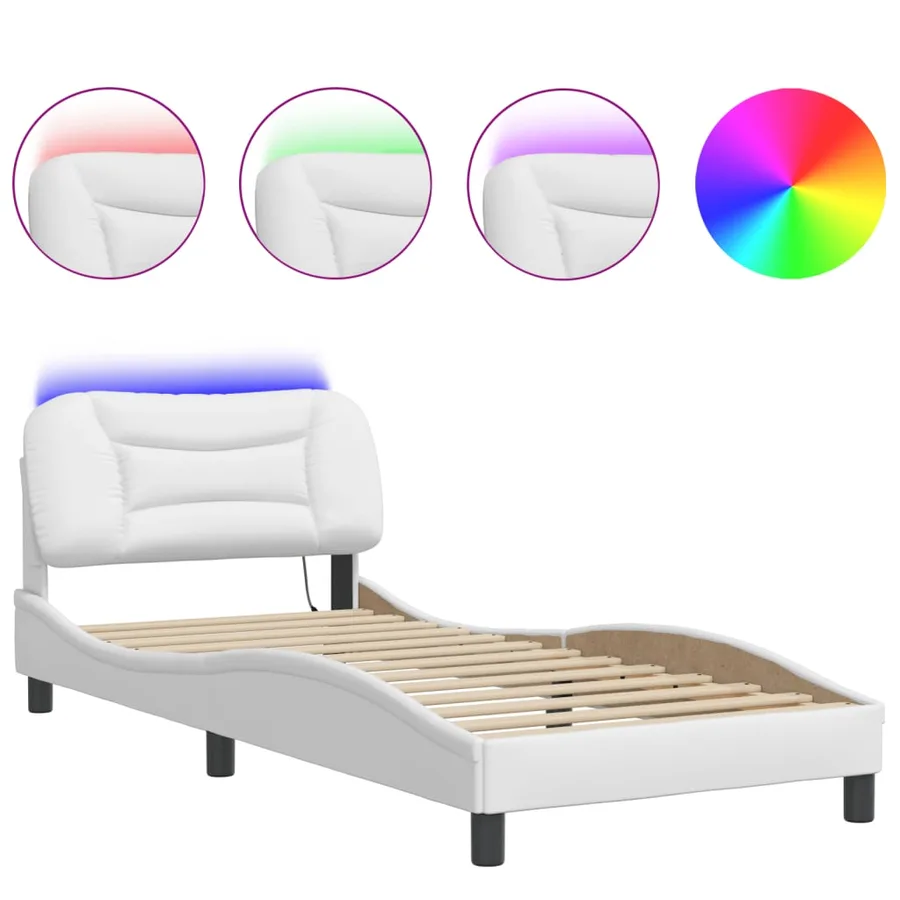 Cadre de lit avec LED sans matelas Hvar blanc 90x200 cm - 2