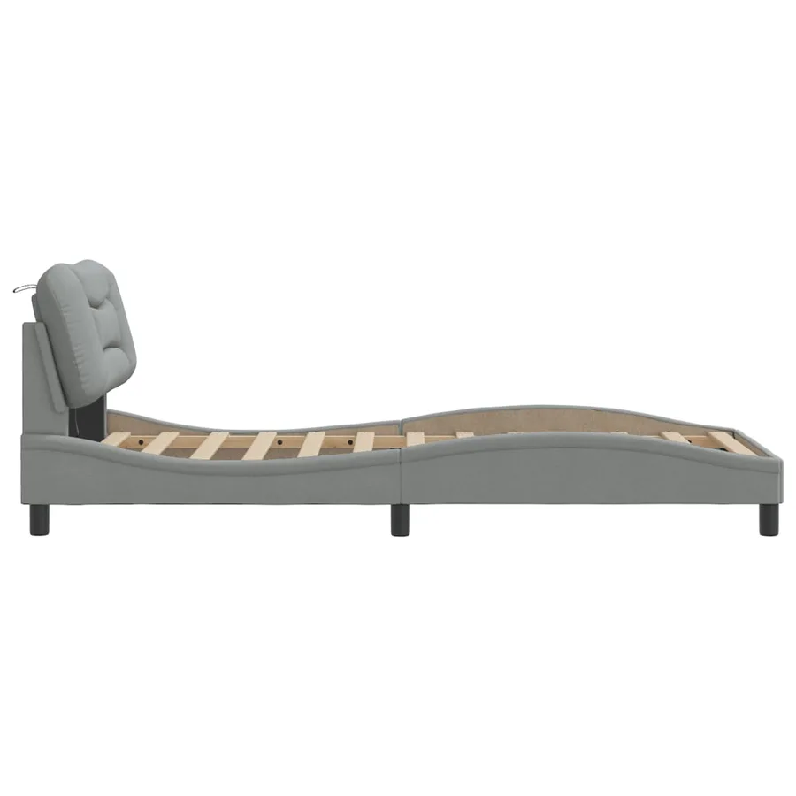 Cadre de lit avec LED sans matelas Hvar gris clair 90x200 cm tissu - 8
