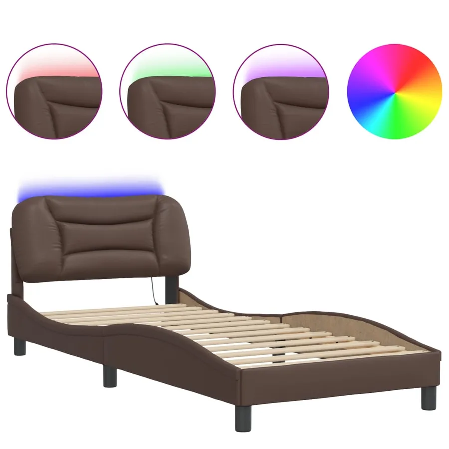 Cadre de lit avec LED sans matelas Hvar marron 80x200 cm - 2