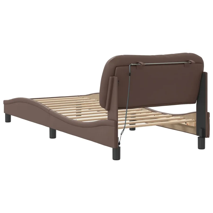 Cadre de lit avec LED sans matelas Hvar marron 80x200 cm - 9