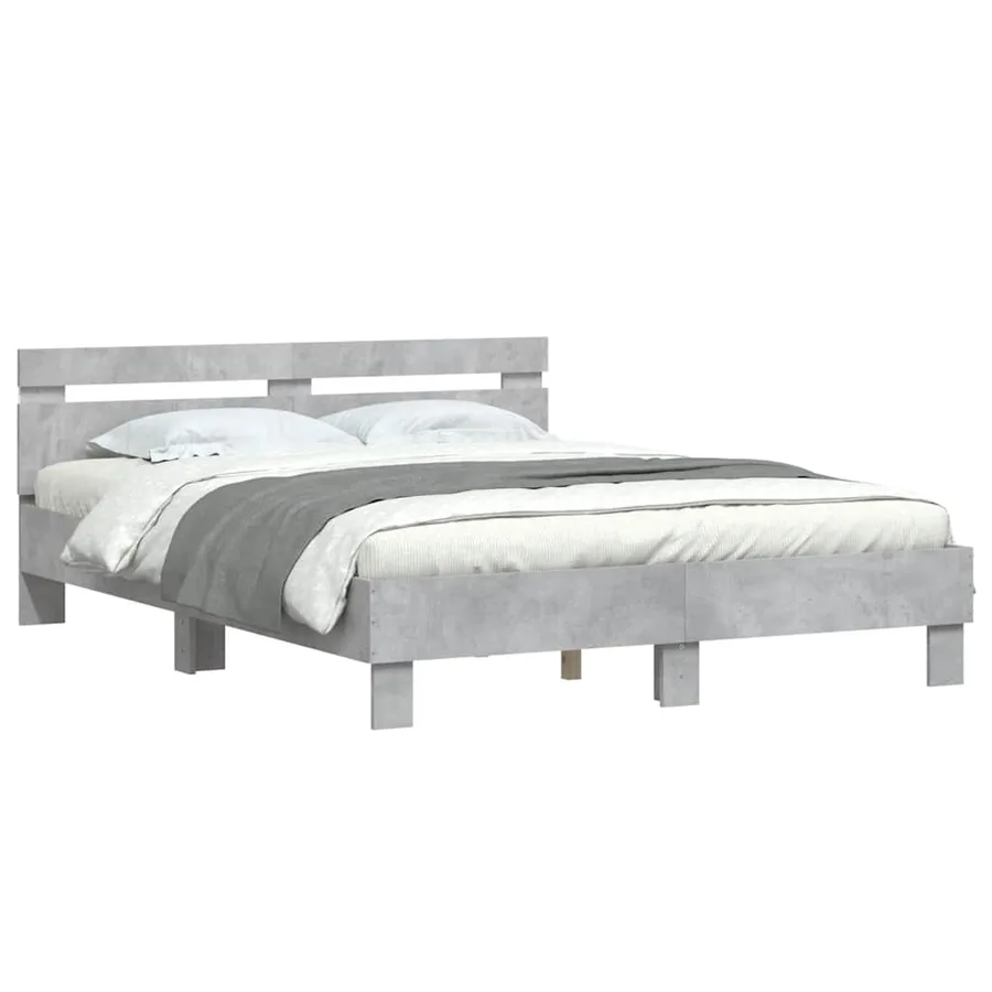 Cadre de lit avec LED sans matelas gris béton 140x200 cm - 3