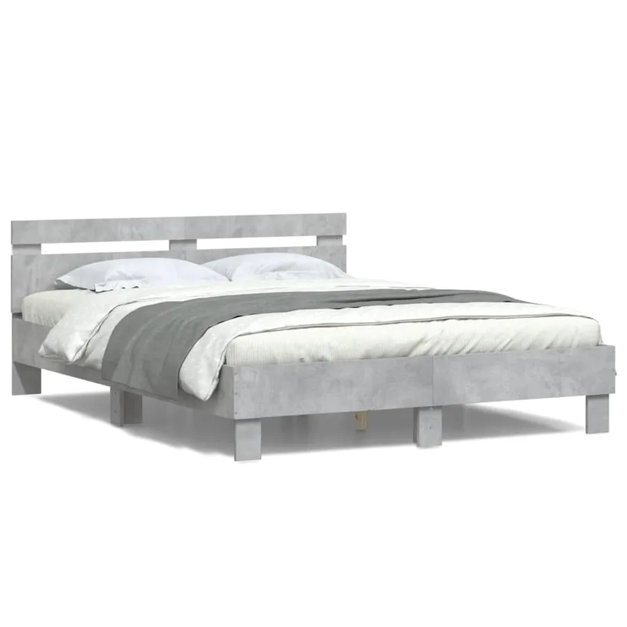 Cadre de lit avec LED sans matelas gris béton 140x200 cm - 5